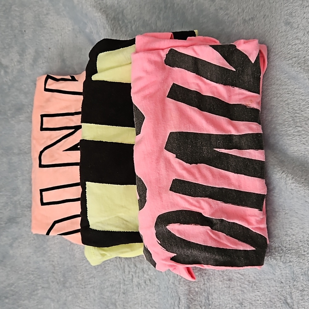 PINK Victoria's Secret Short Sleeve T-Shirts (Variety Bright Colors 3-Pack)